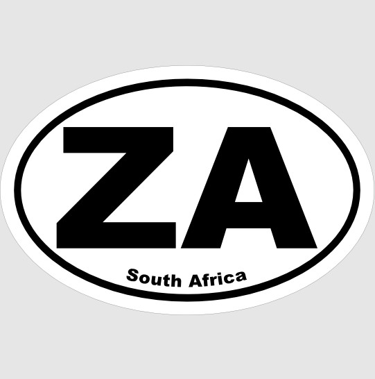An emblem sticker featuring the national South Africa (ZA) designation for display on your vehicle.