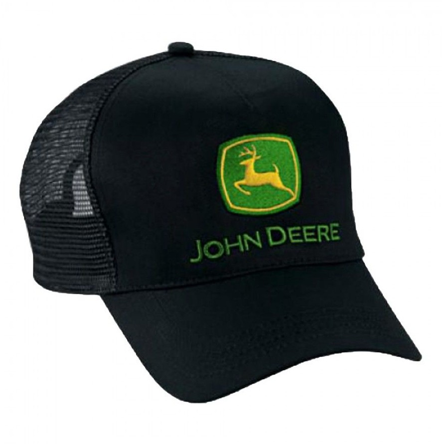 Cap John Deere Black Mesh Black Logo Khaki