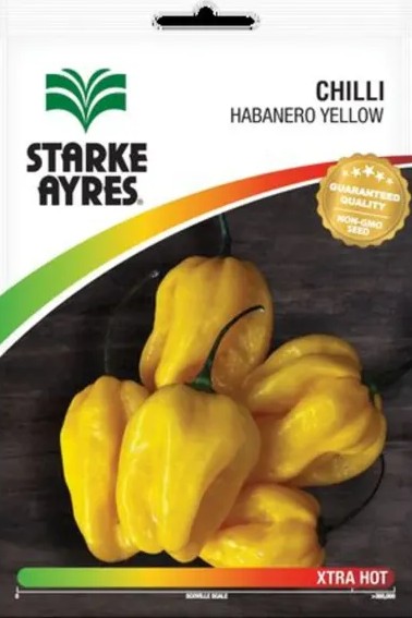 Starke Ayres Chilli Habanero Yellow produces strong, vigorous plants that bear highly pungent fruit, ripening from green to yellow. The seeds typically germinate within 15 to 18 days, and the plants reach maturity in about 75 to 80 days. For best results,