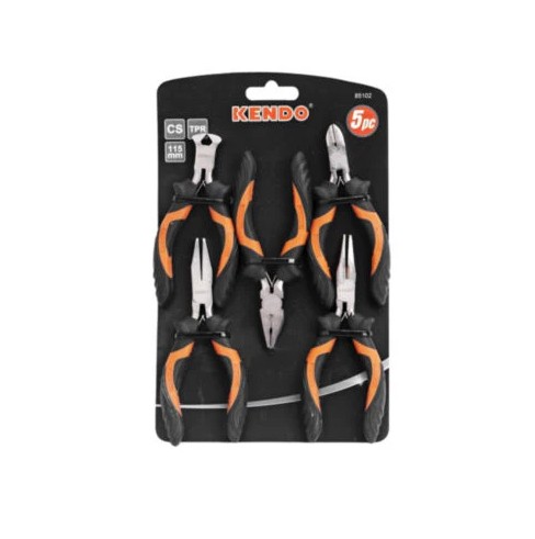 This mini plier set includes five essential tools for versatile use: a mini combination plier, a mini end-cutting plier, a mini long-nose plier, a mini side-cutting plier, and a mini flat-nose plier. Each plier is designed for precision, control, and durab