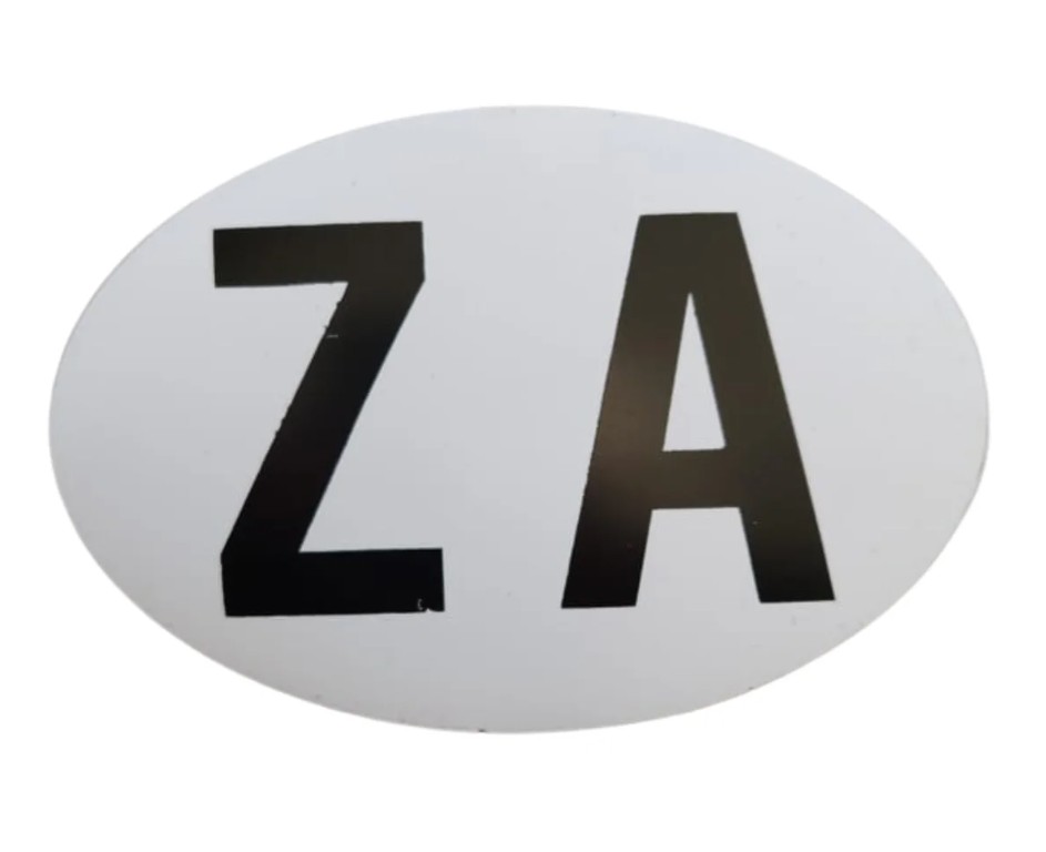A magnetic emblem sticker featuring the South Africa (ZA) designation that is easily removable and reusable.