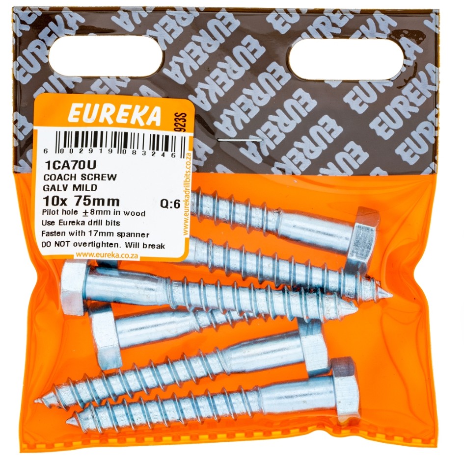 Coach screws, also known as lag screws, are heavy-duty fasteners designed for securing large, heavy objects to wood or masonry.They feature a hexagonal head for easy turning with a wrench or socket, and a thick, coarse threaded shank for strong holding pow