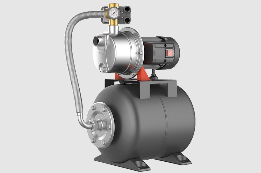 The pump is a self-priming booster designed for supplying water in domestic applications, such as gardening and household pressurization. It features automatic operation, switching on and off according to water demand, and is built to be compact, lightweig