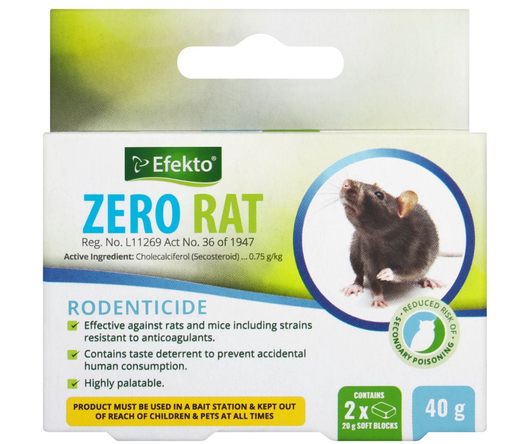 A ready-to-use rodenticide soft block bait for the control of mice (Mus musculus), Norwegian or brown rats (Rattus norvegicus) and Roof rats (Rattus rattus) in and around buildings, including strains resistant to anticoagulants.