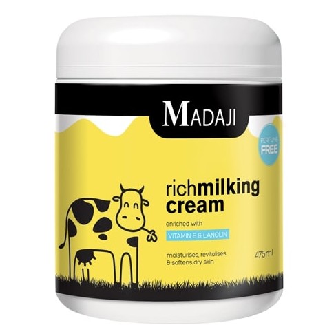 Madaji Milking Cream is an excellent skin nourishment cream that nourishes, revitalises, and softens dry skin, and is specially designed to soften the udder and quarters. Enriched with vitamin E, it leaves the udder soft and supple, while its antibacterial
