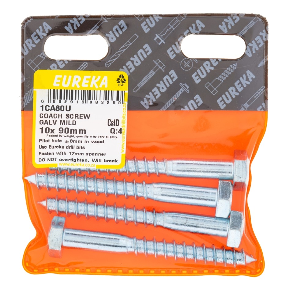 Coach screws, also known as lag screws, are heavy-duty fasteners designed for securing large, heavy objects to wood or masonry.They feature a hexagonal head for easy turning with a wrench or socket, and a thick, coarse threaded shank for strong holding pow