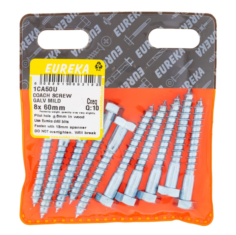 Coach screws, also known as lag screws, are heavy-duty fasteners designed for securing large, heavy objects to wood or masonry.They feature a hexagonal head for easy turning with a wrench or socket, and a thick, coarse threaded shank for strong holding pow