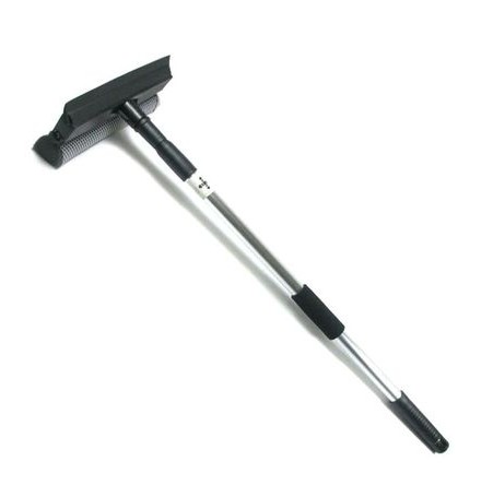 This squeegee features a short, lightweight aluminum handle for maneuverability and rust-resistant durability.