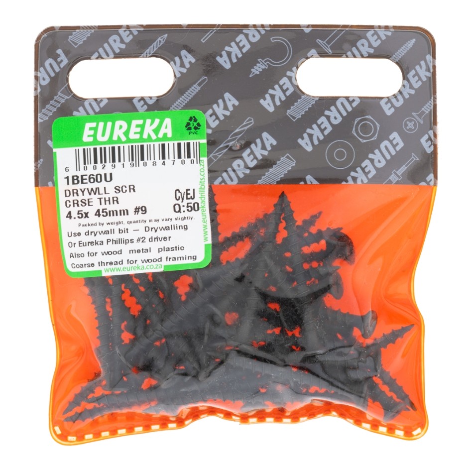 Drywall screw with a standard phillips head. Ideal to install drywall to wood substrate.Black phosphate coating for some corrosion resistance.