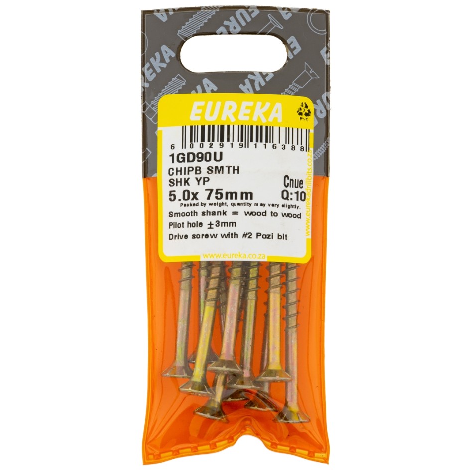 Chipboard Screws are ideal for chipboard and softer types of wood.The smooth shank part of the screw allows it to spin in the top piece of wood and at the same time pull the bottom piece tightly against the top piece, thus leaving no gap between the two.Th