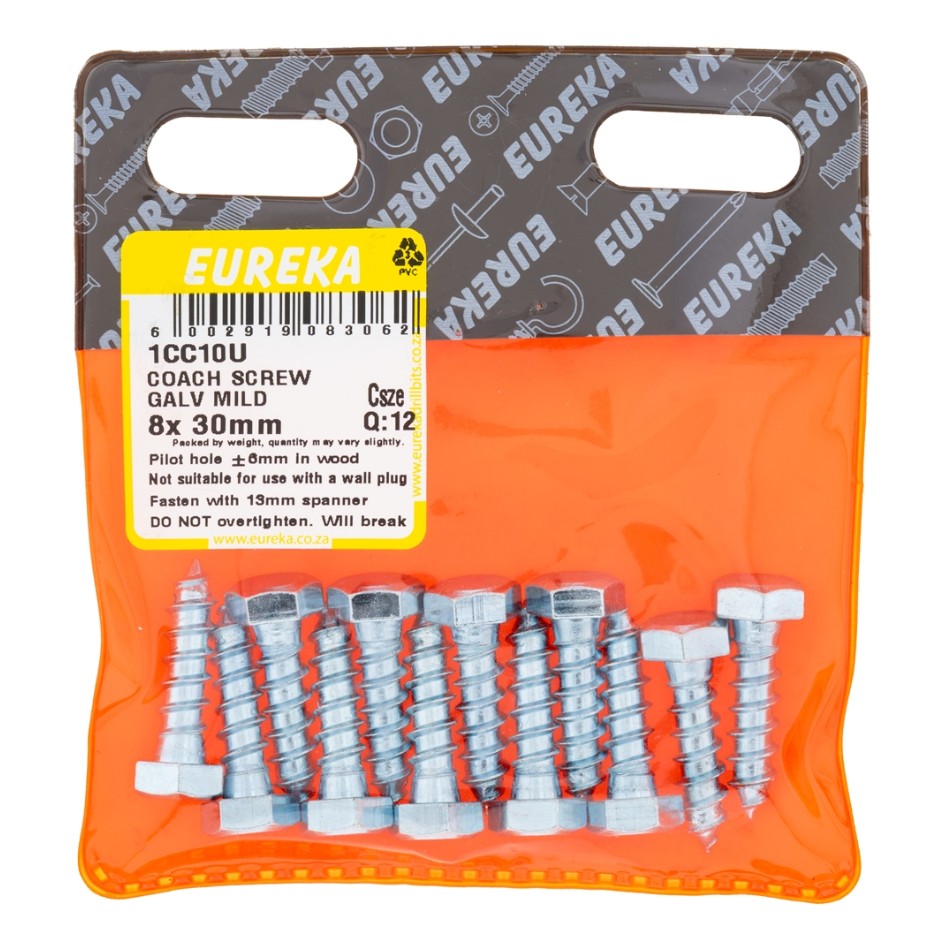 Coach screws, also known as lag screws, are heavy-duty fasteners designed for securing large, heavy objects to wood or masonry.They feature a hexagonal head for easy turning with a wrench or socket, and a thick, coarse threaded shank for strong holding pow
