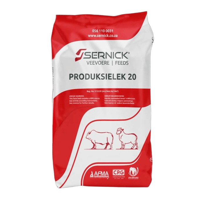 Sernick Production Lick 20% is formulated for situations where protein, mineral, and energy shortages exist, making it ideal for young animals on poor pastures, thin cows with calves, and cows that will be mated with a bull. The high-quality protein suppor