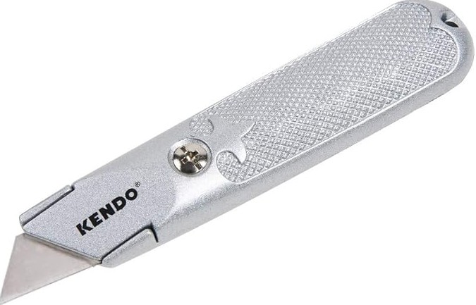 Kendo Fixed Blade Trimming Knife is a versatile tool designed for a variety of trimming tasks. It features a fixed blade made from SK5 steel, known for its strength and durability. It is suitable for trimming carpet, vinyl, rubber, leather and more.
