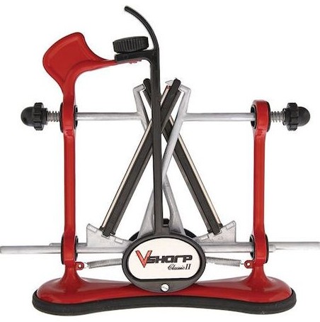 The V-Sharp A4 from Warthog Sharpeners is designed to solve the common frustrations of dull knives with precision and ease. Featuring a breakthrough 15-degree angle ideal for high-end specialty knives, it utilizes the patented V-Sharp system to deliver acc