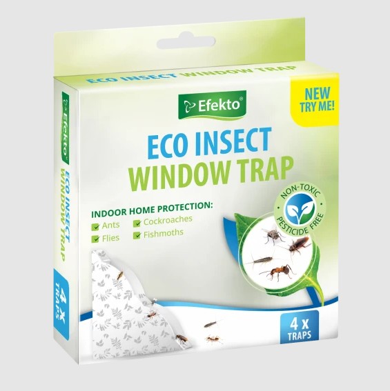 Protect your home from pesky insects with the Efekto Eco Insect Window Trap. This easy-to-use trap offers effective indoor home protection against a variety of common insects. Say goodbye to ants, cockroaches, flies and fishmoths invading your living space