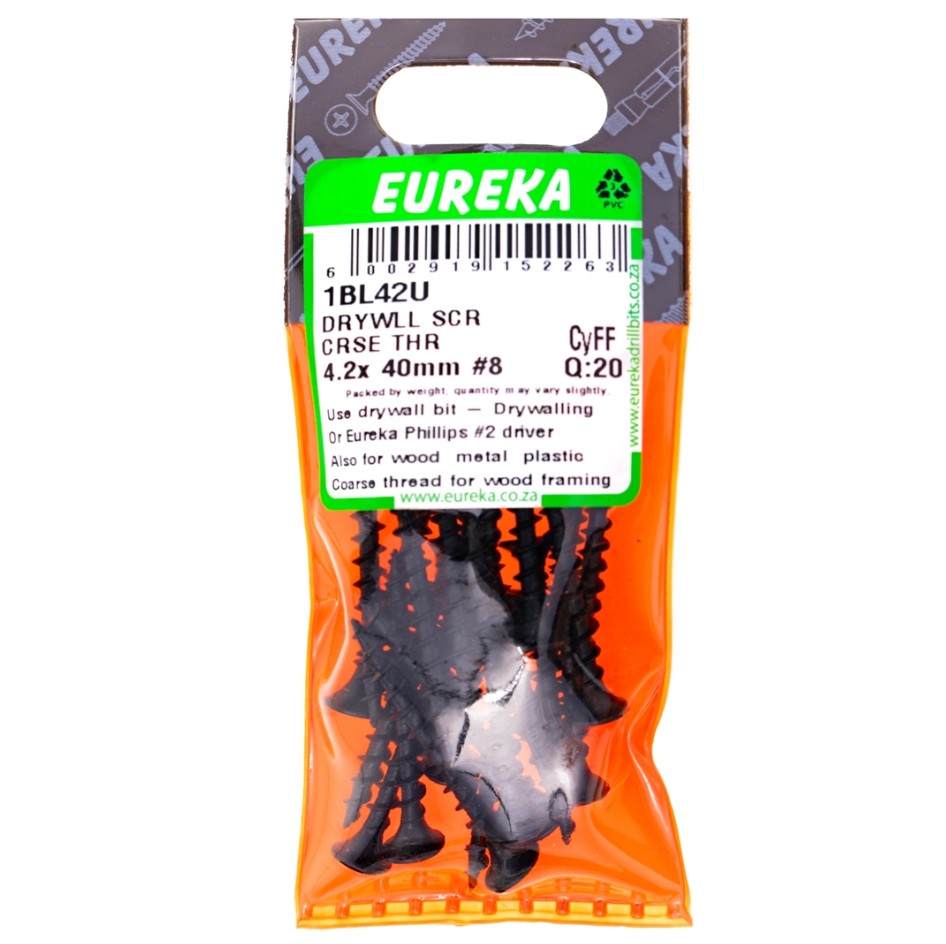 Drywall screw with a standard phillips head. Ideal to install drywall to wood substrate.Black phosphate coating for some corrosion resistance.
