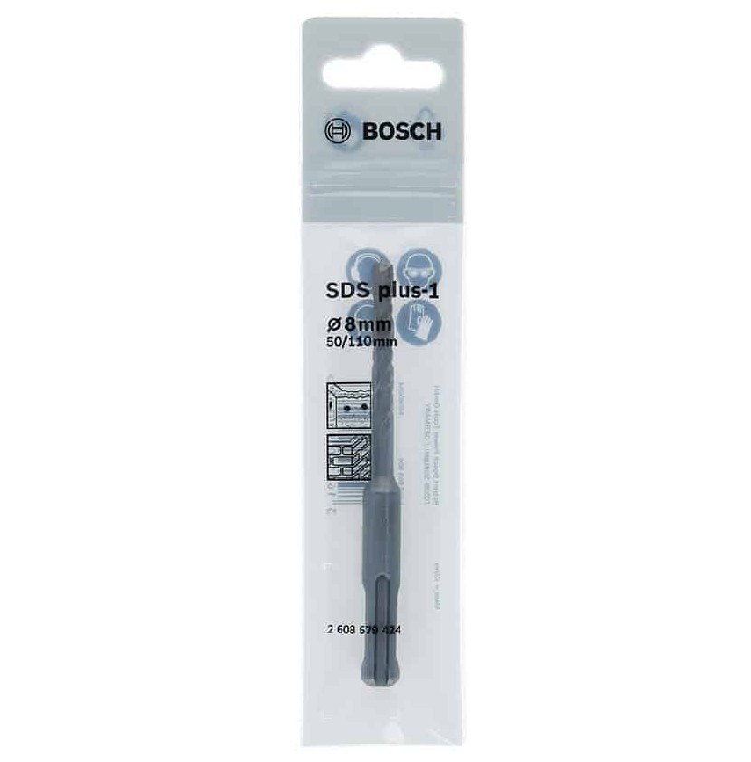 The Bosch Concrete Drill Bit SDS Plus-1 4-flute 8.0×100×160 mm is designed for efficient and reliable drilling in concrete and masonry. Featuring an 8.0 mm diameter, 100 mm working length, and 160 mm total length, it is suitable for deeper drilling appli