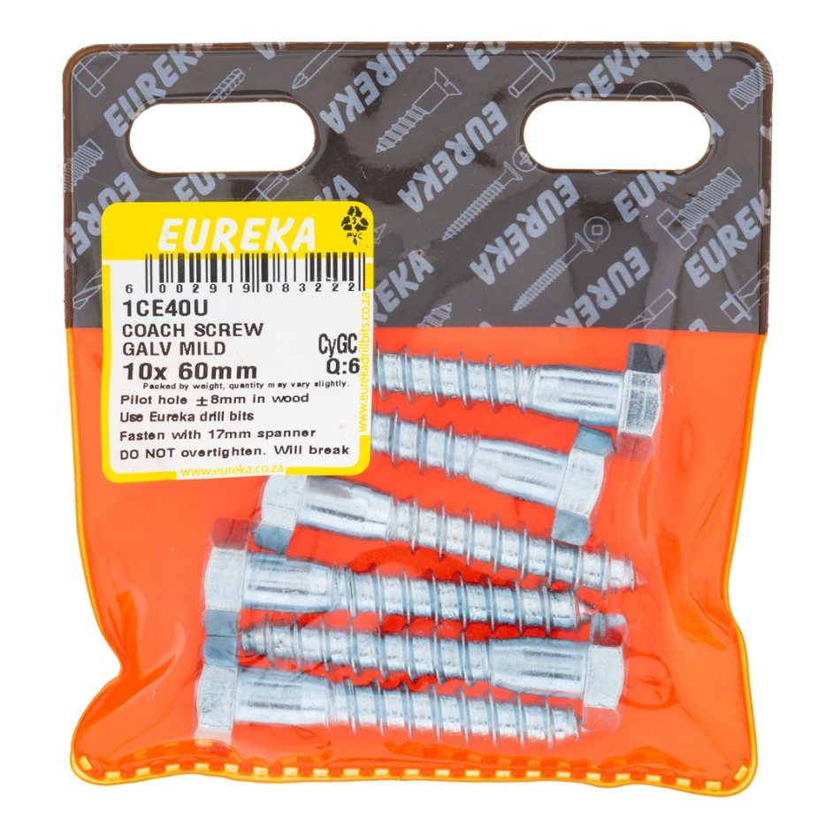 Coach screws, also known as lag screws, are heavy-duty fasteners designed for securing large, heavy objects to wood or masonry.They feature a hexagonal head for easy turning with a wrench or socket, and a thick, coarse threaded shank for strong holding pow