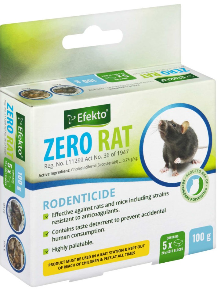 A ready-to-use rodenticide soft block bait for the control of mice (Mus musculus), Norwegian or brown rats (Rattus norvegicus) and Roof rats (Rattus rattus) in and around buildings, including strains resistant to anticoagulants.