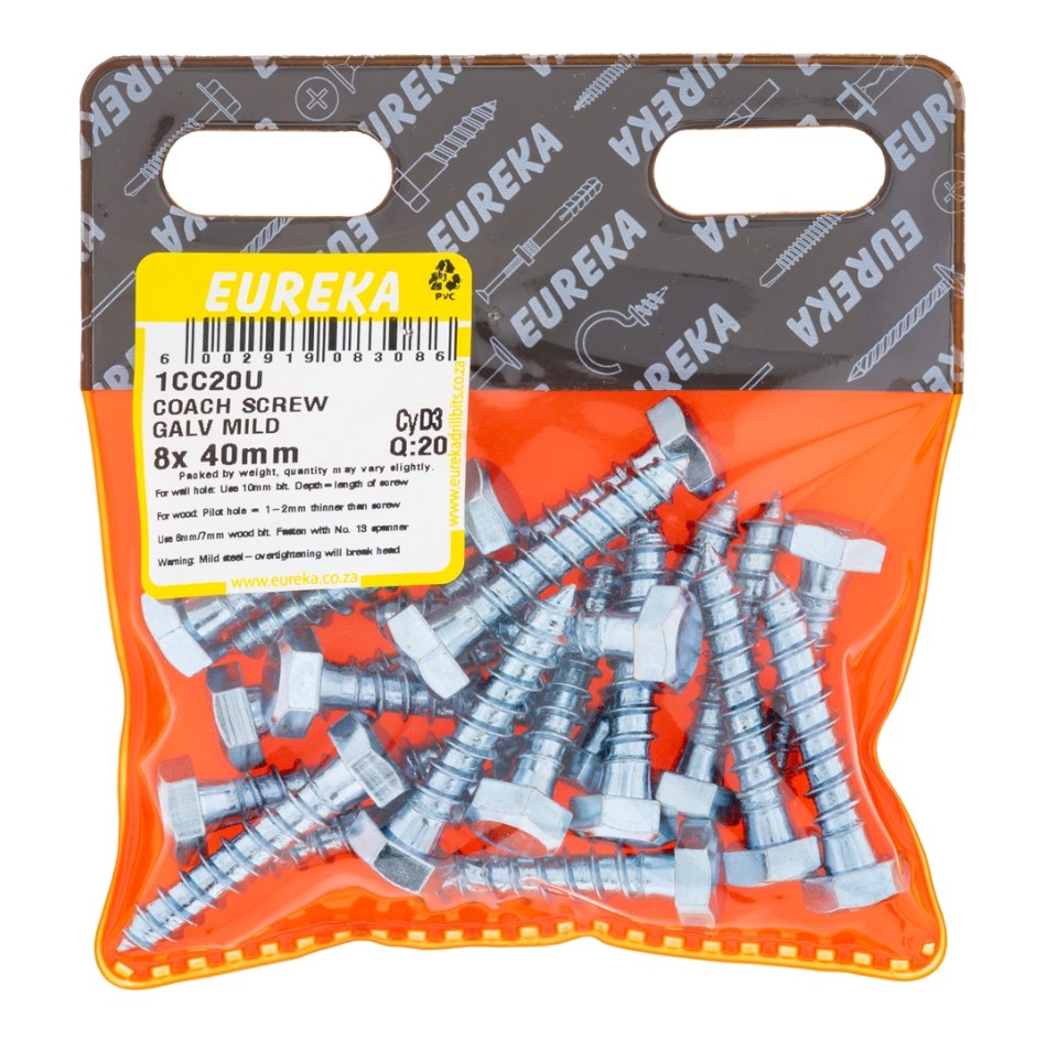 Coach screws, also known as lag screws, are heavy-duty fasteners designed for securing large, heavy objects to wood or masonry.They feature a hexagonal head for easy turning with a wrench or socket, and a thick, coarse threaded shank for strong holding pow