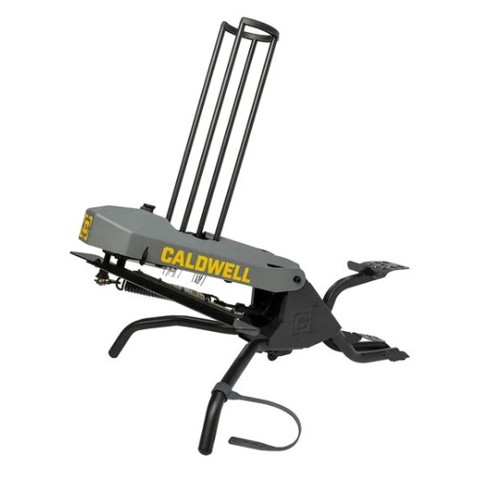 The Caldwell Claymore provides all the benefits of an electric clay thrower without having to tote a heavy battery around. This easy to cock, foot-operated manual device can throw clays out to 55-70 yards and can hold 50 clays in the target magazine. It features a standard mode and a flurry mode which allows for a continuous step and throw sequence, launching clays as fast as you can step on the pedal. To expand on the versatility of the Caldwell Claymore, it also features adjustable launch angles to provide multiple different shots for the shooter. The Claymore only weighs 35 lbs and is collapsible for easy storage and transport. Get out and shatter some clays either by yourself or with some friends with the Caldwell Claymore.
