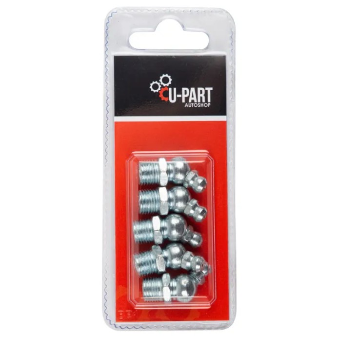 The Grease Nipple 45Deg M10X1X5 Is A Pack Of Five Durable And Reliable Grease Fittings Designed For Grease Lubrication At A 45-Degree Angle In Various Applications. These Grease Nipples; Also Known As Grease Fittings Or Grease Zerks; Have A 45-Degree Angle