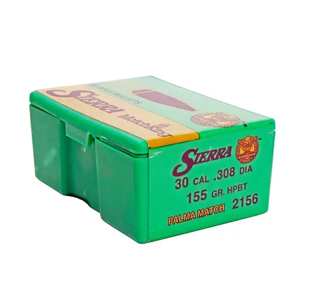 The Sierra MatchKing .30 caliber (.308 diameter) 155-grain HPBT Palma bullet is a precision-engineered projectile designed specifically for competitive long-range shooting. Known for its hollow point boat tail (HPBT) design, it offers excellent aerodynamic
