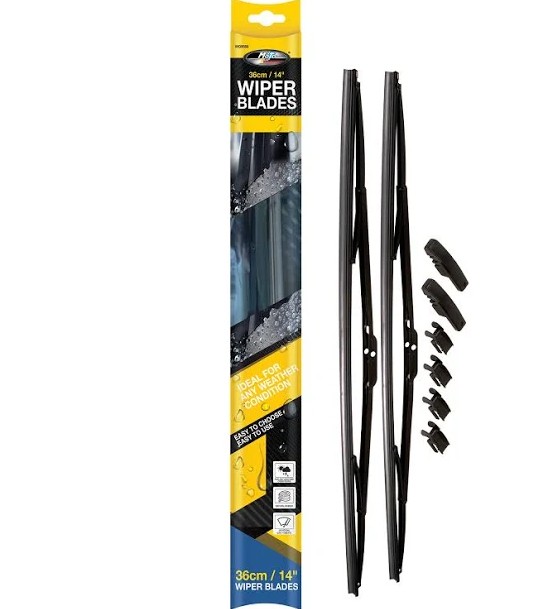 Small but powerful, this 14-inch (36 cm) Mq wiper blade pair provides effective, compact window clearing action.