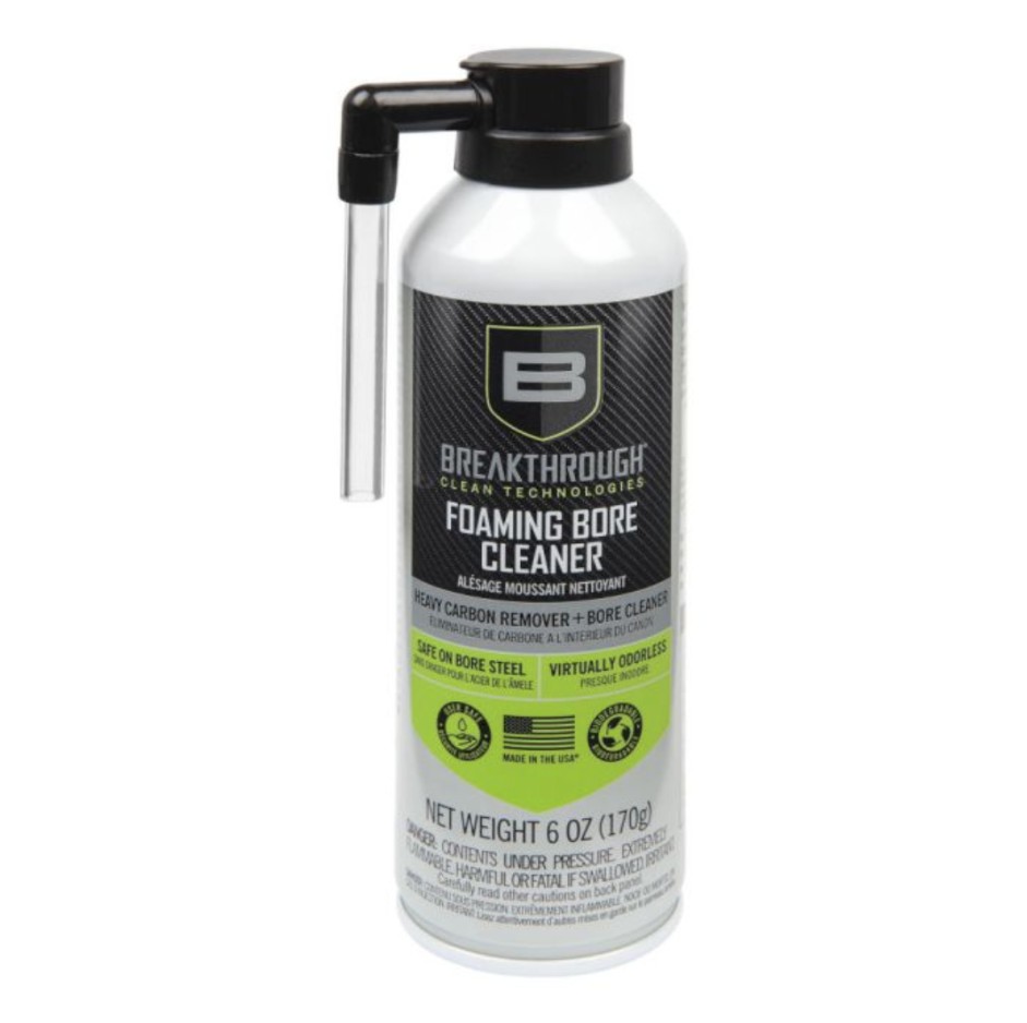 This foaming solvent is a versatile cleaner and degreaser designed to remove oil, grease, and carbon buildup from firearms without producing harsh fumes or staining wood, plastic, or polymer components. The aerosol spray provides efficient cleaning and helps reduce the frequency of deep maintenance by breaking down carbon deposits while leaving no residue behind. Formulated for firearm care, it supports reliable performance with low vapor pressure and remains stable without freezing when stored with other gear. Safe for use on wood, plastics, polymers, Cerakote, and hydro-dipped finishes, it is also suitable for cleaning knives, fishing reels, automotive and boat parts, brakes, and other tools. As part of Breakthrough Clean Technologies product line, it is engineered to remove contaminants effectively while working alongside their lubricants to deliver long-lasting protection against environmental elements.