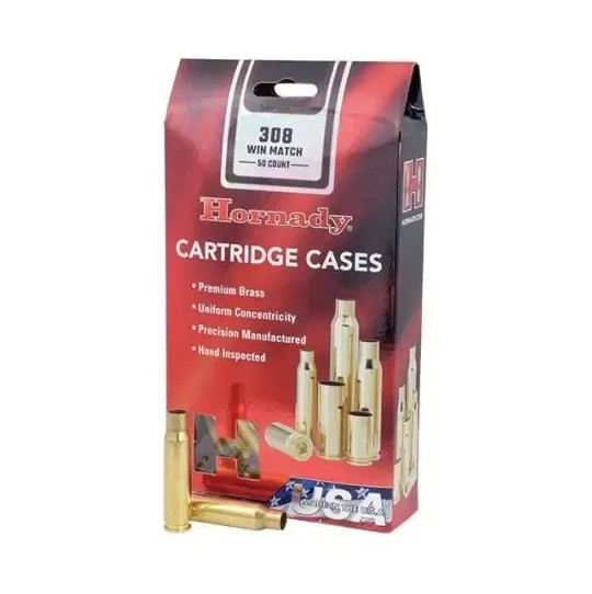 Hornady .308 Winchester Match reloading brass cases are manufactured with the same precision, attention to detail, and commitment to excellence that has established Hornady as a global leader in bullet production. After chamfering and deburring, each case