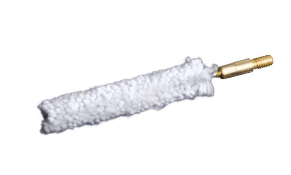 This .44 / .45 Cal bore mop is designed to help maintain clean barrels for improved shooting accuracy by gently removing excess powder, buildup, and debris while preserving firearm integrity. Made from 100% soft, washable, and reusable cotton, it provides an effective cleaning solution without scratching or damaging the rifling. Equipped with external brass threading and a standard #8-32 thread, it allows for easy attachment to cleaning rods. The mop is engineered to achieve a consistent compression fit against the bore wall, helping it reach into the lands and grooves to effectively lift carbon deposits. Compact and convenient, it can be stored in a range bag or cleaning kit alongside other firearm maintenance tools, brushes, and solvents for reliable and versatile use.