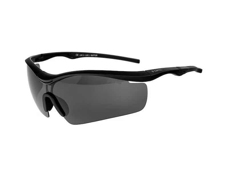 Raptor sunglasses with a shiny, non-rubberised frame feature green lenses that offer a sleek, sporty appearance while ensuring comfortable wear for everyday use.