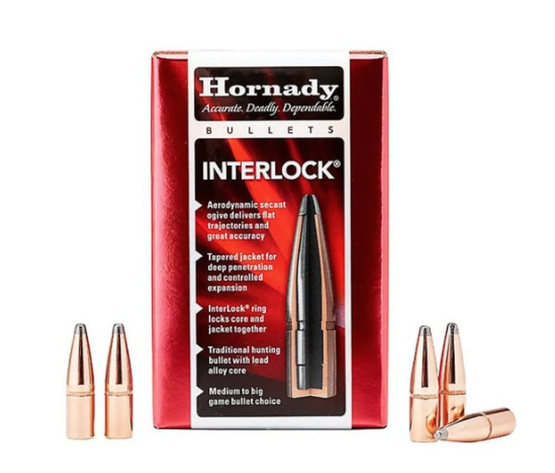 The Hornady .270 150gr InterLock SP reloading projectiles are designed to deliver dependable accuracy and effective terminal performance for hunting applications. Featuring Hornadys InterLock design, the bullets core and jacket are mechanically locke