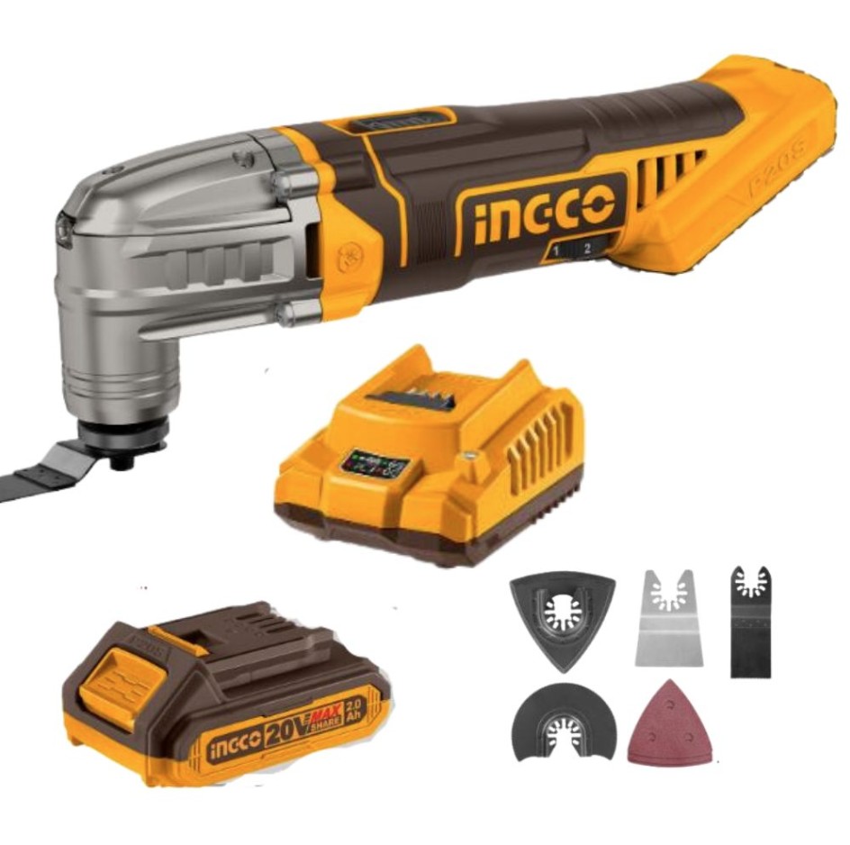 The Ingco cordless PS+ 20V multitool (Skillcraft Agencies) is a versatile and powerful tool designed for a wide range of applications. Its cordless design provides freedom of movement, while the 20V battery ensures consistent performance for cutting, sandi