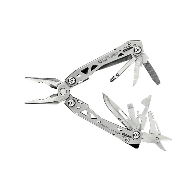 The Gerber Suspension NXT Multi-Tool is a compact and lightweight everyday carry tool designed for versatility and reliability. Built with a slim, ergonomic frame, it offers easy portability while still providing a full range of essential functions for various tasks. Its durable construction and streamlined design make it suitable for both professional and general use, delivering practical performance in a convenient folding format that can be carried comfortably in a pocket or gear pouch.