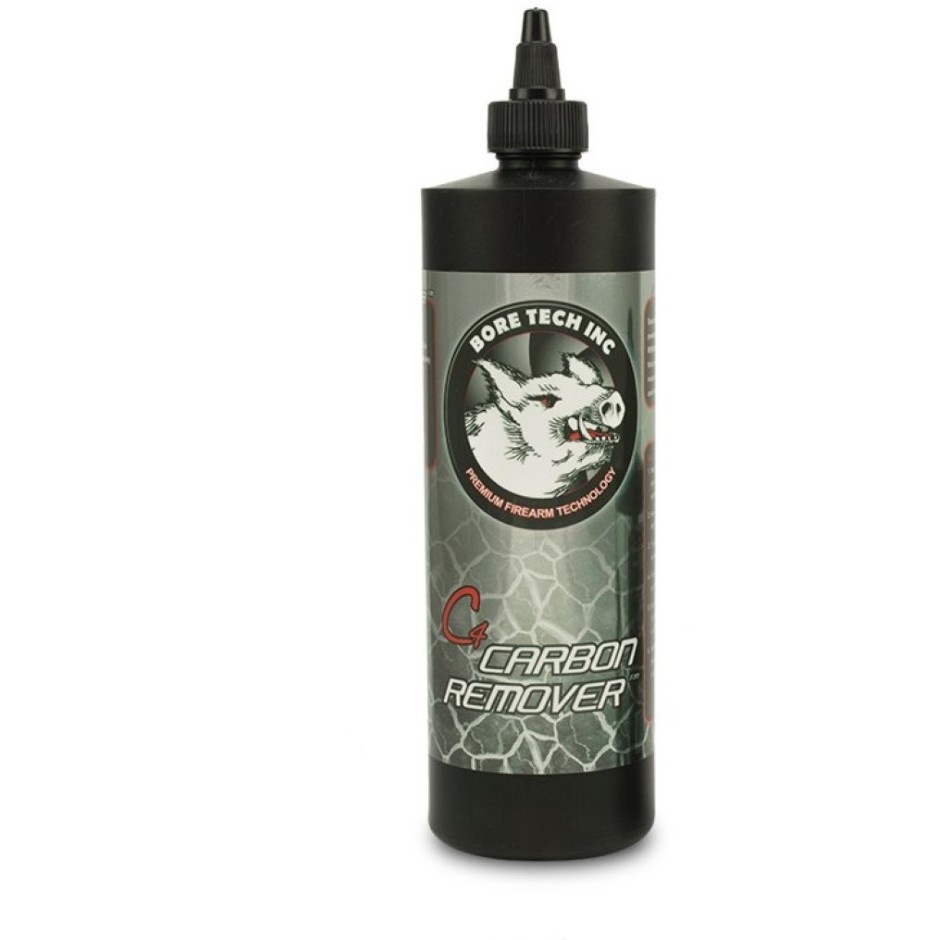 Bore Techs C4 Carbon Remover is a high-performance, advanced carbon-cleaning solution that quickly begins breaking down heavy carbon fouling without the safety risks, harmful toxicity, or strong odors commonly associated with other cleaners. It is highly effective against stubborn, baked-on carbon deposits found in areas such as rifle throats, AR bolt tails, and shotgun gas pistons. The product uses a sophisticated chemical formulation that combines a strategic blend of surfactants to rapidly loosen and lift carbon buildup from surfaces, making cleaning faster and more efficient.