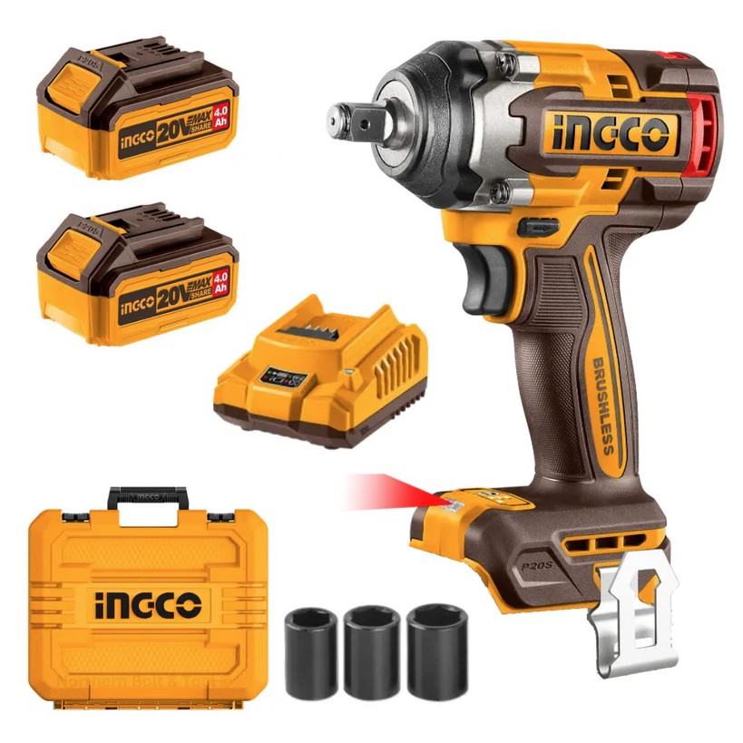 The Ingco cordless brushless 20V PS+ 500Nm impact wrench (Skillcraft) is a powerful and efficient tool designed for heavy-duty fastening and loosening applications. Featuring a high-performance brushless motor, it delivers up to 500Nm of torque while ensur