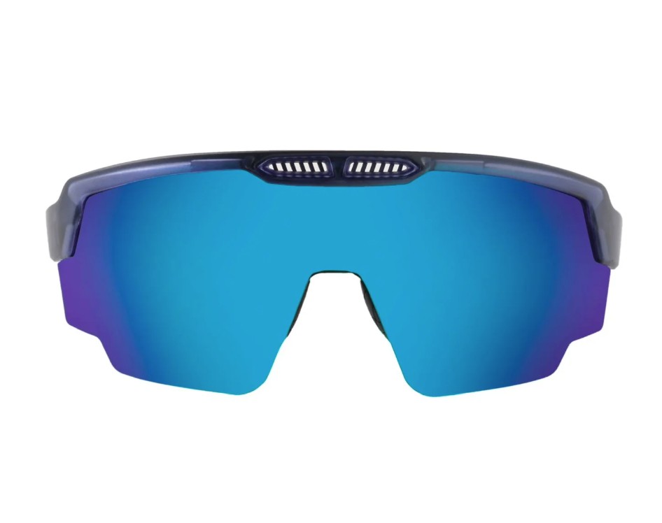 These Raptor sunglasses feature a clear crystal blue frame paired with vibrant blue lenses, creating a fresh and modern look. The wraparound design provides full coverage and a secure fit, while the blue-tinted lenses reduce glare and enhance visual clarity, making them ideal for outdoor activities, sports, or casual wear. Lightweight and durable, this sporty style combines functionality with a bold, contemporary aesthetic.