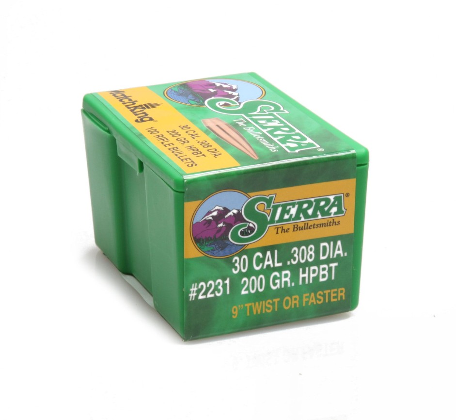 The Sierra MatchKing HPBT .30 caliber 200-grain projectiles are precision-engineered bullets designed specifically for reloading and long-range target shooting. Known for their hollow point boat tail (HPBT) design, these bullets provide excellent aerodynam