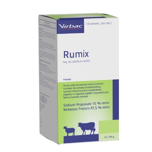 Aims at restoring normal ruminal function, re- establishing ruminal motility, regulating digestion, improving appetite and promoting feed conversion following tick-borne gall sickness, red water, mastitis, foot rot and other infections, digestive disturbances, stress, transport, change of food, low-grade roughage, poisonous plants and recurring bloat. Aims at restoring normal ruminal function, re-establishing ruminal motility, regulating digestion, improving appetite and promoting feed conversion following disease. Aims at restoring normal ruminal function, re-establishing ruminal motility, regulating digestion, improving appetite and promoting feed conversion following disease.