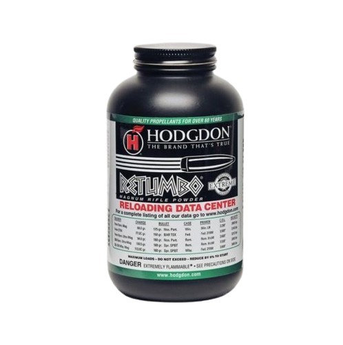This magnum extruded powder is specifically engineered for large, overbore cartridges such as the 7mm Remington Ultra Magnum, .300 Remington Ultra Magnum, and .30-378 Weatherby Magnum, among others. Retumbo is capable of delivering an additional 40100 f